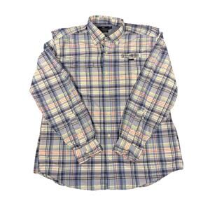 Vineyard Vines Harbor Shirt Mens Large Blue Plaid Performance Fishing Vented